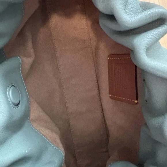 NWOT COACH Faye Shoulder Bag With Ruching Teal/Dark Green Smooth Leather - Picture 4 of 6